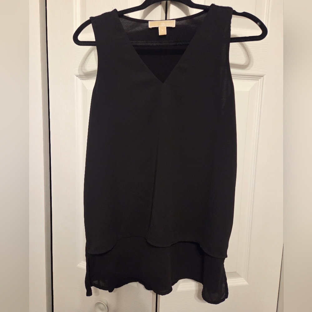 Michael Kors Black Sleeveless V-Neck Top